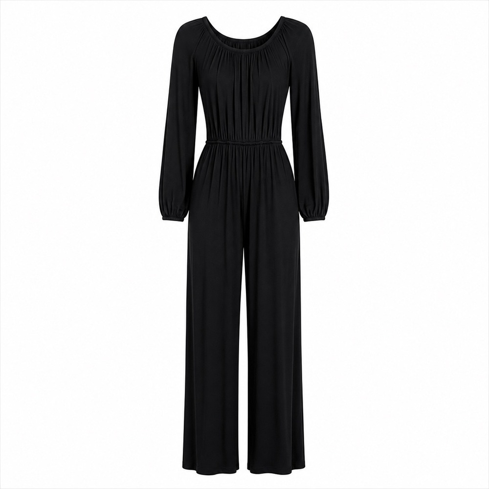 White Birch Womens Black Wide Leg Long Sleeve Balloon Sleeve Jumpsuit Small NWT